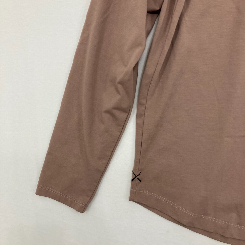 CUTS Taupe Tan Curve Hem Crew Neck Signature Fit Stretch Shirt Mens Large - Picture 2 of 9